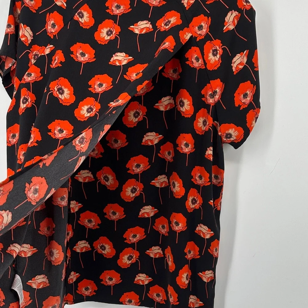 CAbi Black and Red Poppy Print Short Sleeve Top - Picture 5 of 6